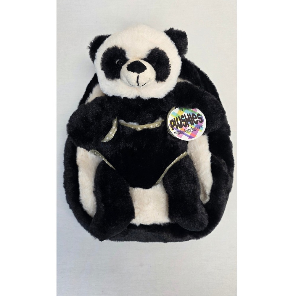 Plushies Huggable Animal Back Pack Panda Bear Detachable Toy Black White